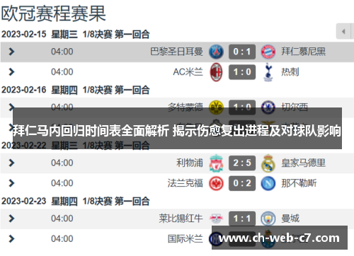 拜仁马内回归时间表全面解析 揭示伤愈复出进程及对球队影响