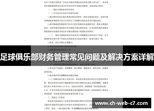 足球俱乐部财务管理常见问题及解决方案详解